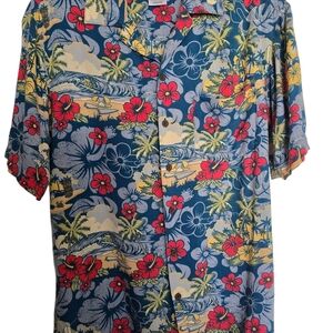 Disney Blue Floral Hawaiian Shirt